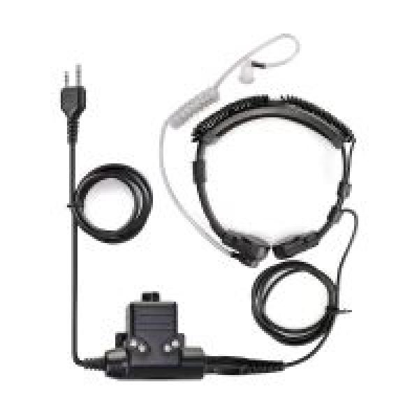 2-poliges, dehnbares, gewickeltes taktisches Kehlkopfmikrofon U94 PTT für MIDLAND Radio